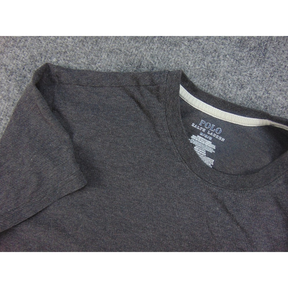 Polo Ralph Lauren T-Shirt Mens Medium V-Neck Charcoal Gray Solid Pony Logo Tee